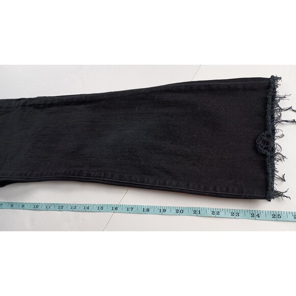 Current Elliott Womens Straight Denim Jeans Black High Waist Raw Hem Size 27 - Picture 12 of 13